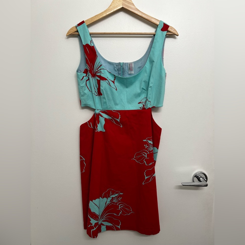 Nanette Lepore sleeveless summer above the knee dress with side cut outs